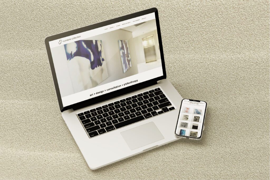 The website of Curative Collection was developed with One Sacred Thread and seen here on an iPad.